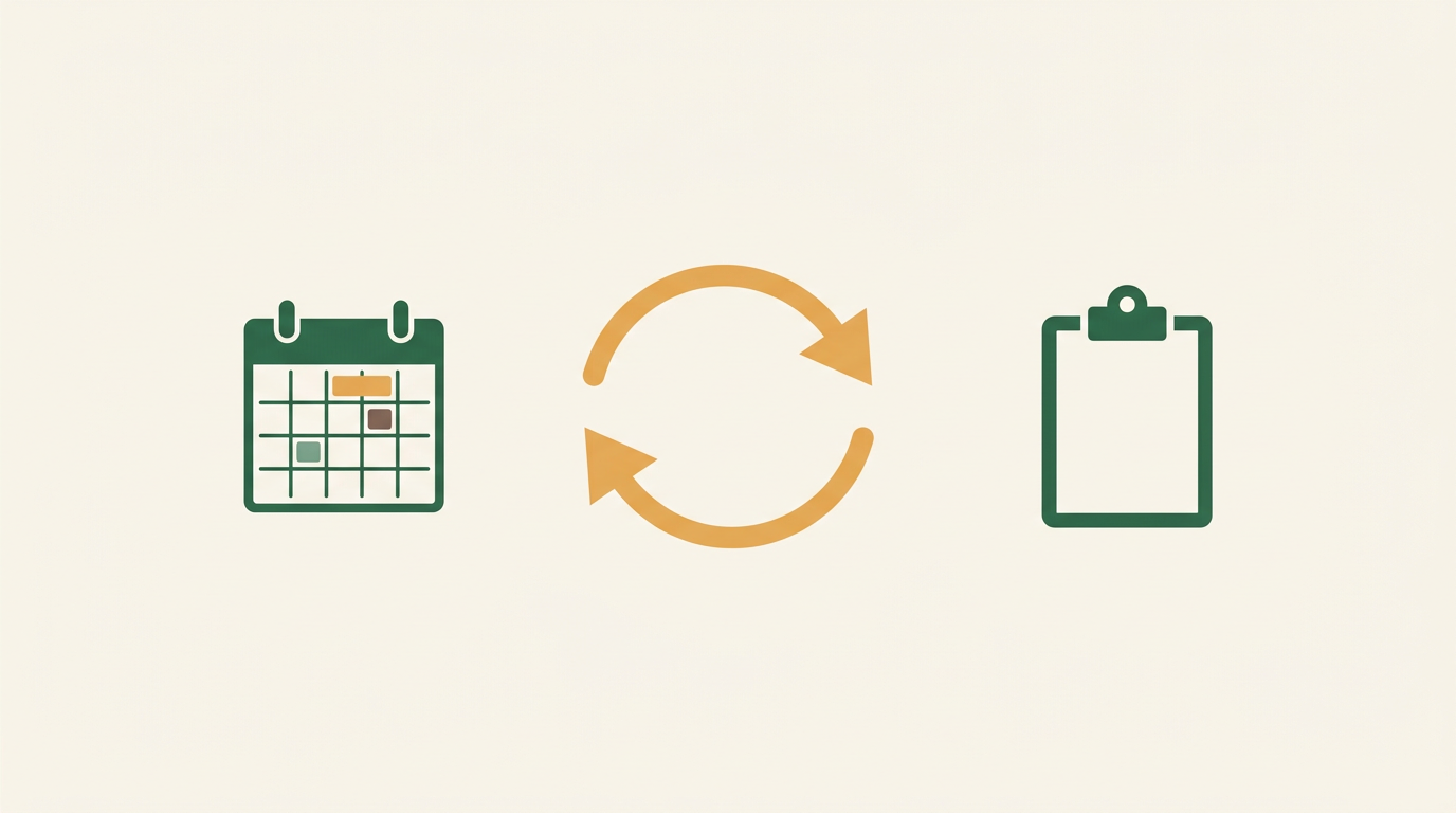 Illustration of calendar and database syncing for PIMS integration
